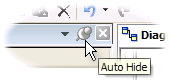 The Auto-Hide option is located in the upper-left corner of th toolbars. The Auto-Hide option is located in the upper-left corner of th toolbars.