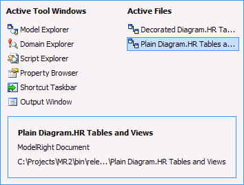 Illustrates the Diagram selection dialog that appears when you hit Ctrl+Tab Illustrates the Diagram selection dialog that appears when you hit Ctrl+Tab
