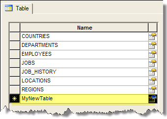The Category editor.  In this case the Table category was selected.  The last line of its control is always reserved for quickly adding new objects.